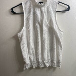 W5 Textured White Sleeveless Blouse